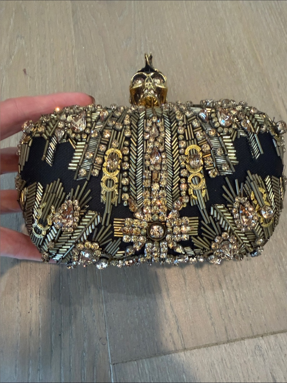 Alexander McQueen embellished Evening Clutch with Gold Skull Accent